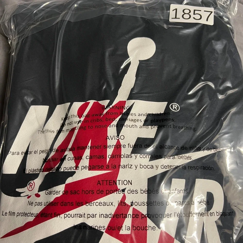 Jordan Nike Air Hoodie Mens Medium Black Jumpman Sleeve Spellout Pullover 1857